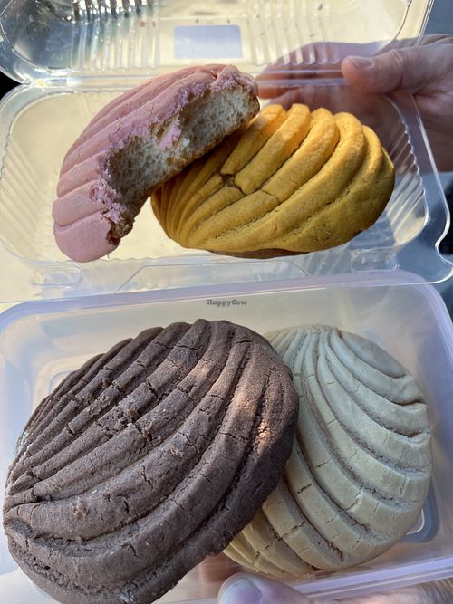 Vegan conchas in 4 flavors   at Los Tarascos in Santa Barbara