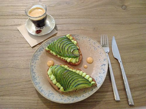 avocado toast and coffee at Sèves in Nancy