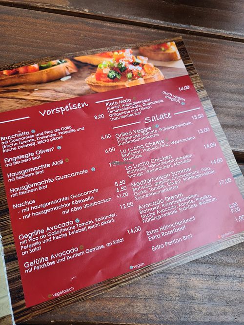 Cleary labelled food - menu 1 at La Lucha in Darmstadt