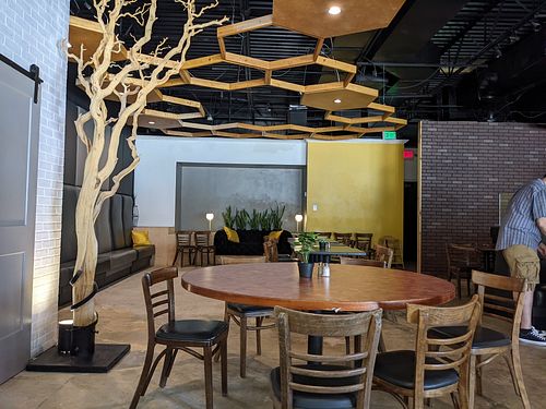 Upstairs dining room at the hive vegan eatery in Houston