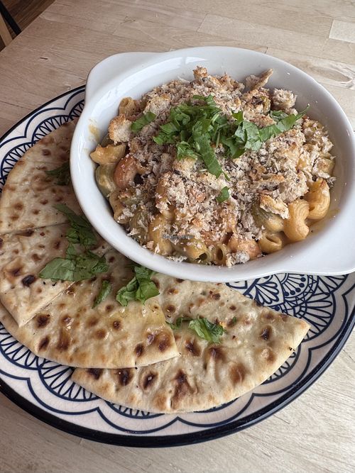 Chipotle Mac cheese and flatbread   at The Magic Sunflower in Dronfield