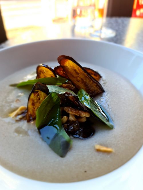 Polenta di Grano Melanzana: Sicilian semolina, eggplant agro dolce, walnut & basil at Patsy's in Melbourne