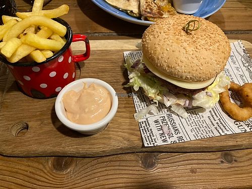 vegan burger with amaze patty, fries and vegan cocktail sauce   at Pod Velbi in Begunje