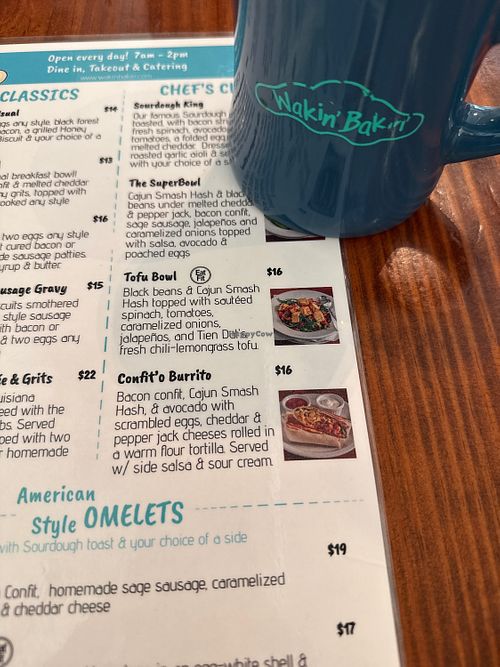 Definitely not a vegan restaurant - but with a  tofu bowl - better vegan option than many of the other places in town.    at Wakin' Bakin' in New Orleans