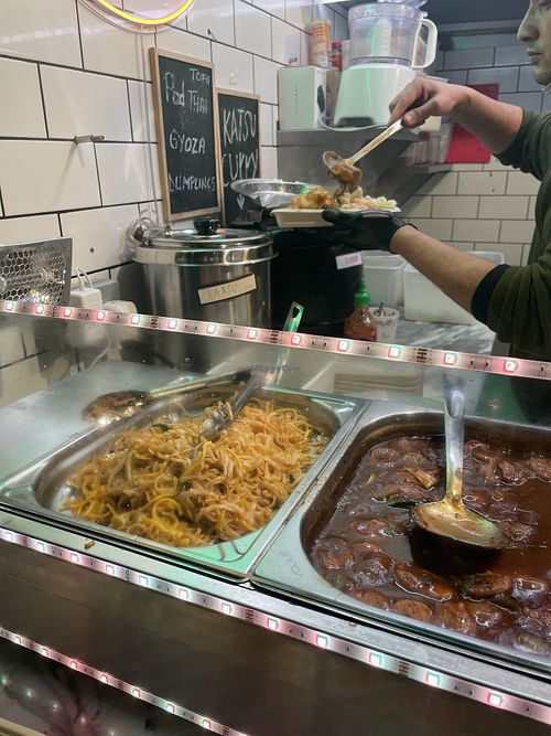 Some of the dishes you can mix. The seitan with sauce is good😄 at Vegan Thai Food - Food Stall in North West London