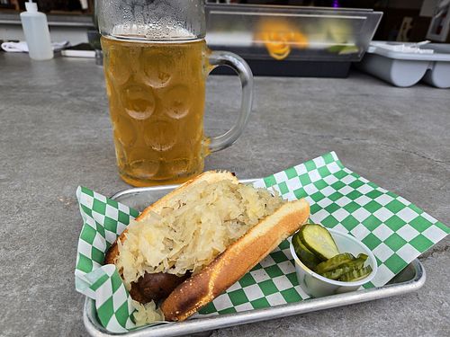 Vegan sausage at Biergarten in Santa Barbara