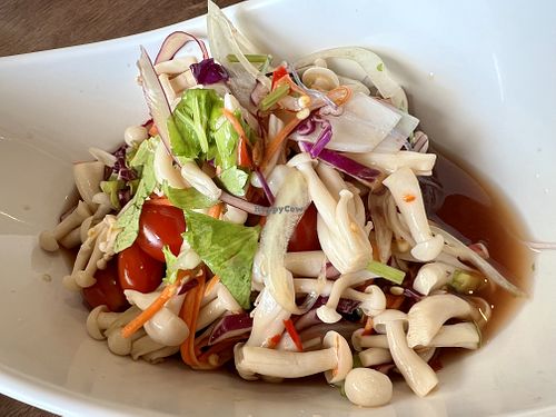 Glass noodles with mushrooms spicy salad  #Veganuary at 9 Salads นายน์สลัด in Bangkok