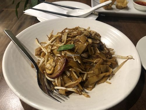 Ho fun fat noodles and beef, lovely  at Vegan Planet in North West London