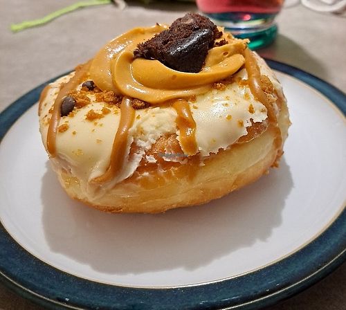 Salted caramel brownie donut at Planet Donut  in Lichfield