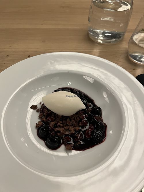 cherry, chocolate, bergamot icecreme (vegan) at Hotel Arnica in Scuol
