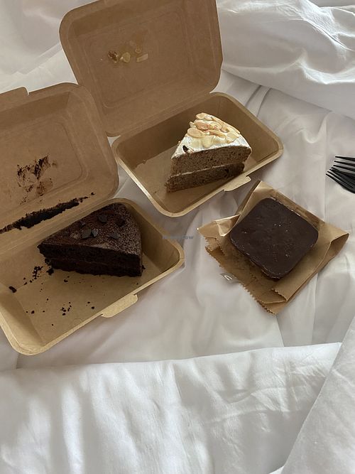 Chocolate cake, banana caramel, and hedgehog slice ☺️  at Vegan Bakery By Heart in Phuket