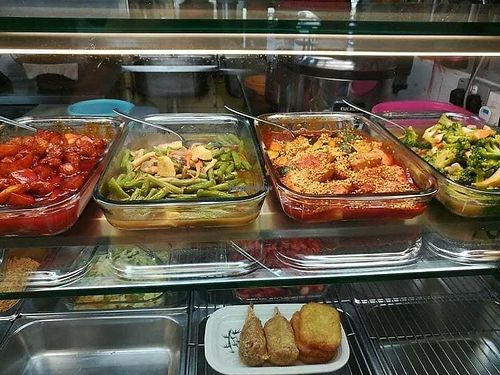 economic rice buffet spread at Jin You Yuan 今友緣素食坊 in Central Singapore