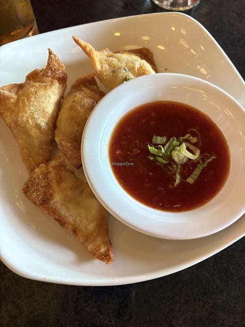 Lion's Mane Rangoon with spicy Sweet Chili Sauce at Fiction Kitchen in Raleigh