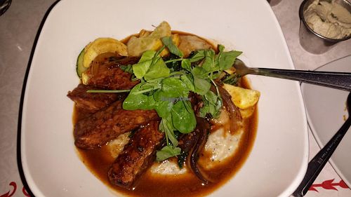 Braised Tempeh and NC Grits at Fiction Kitchen in Raleigh