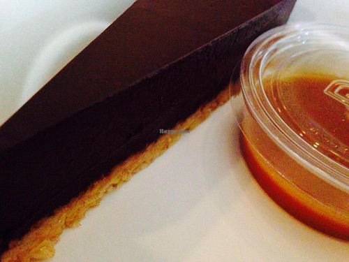 Ganache tart with sea salt caramel crust/sauce at Fiction Kitchen in Raleigh