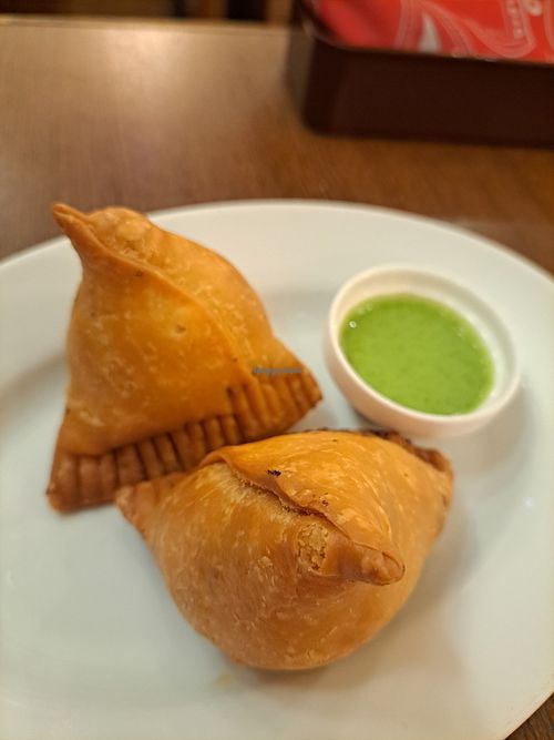 Vegetarian samosas at Kasthamandap Shuri in Naha