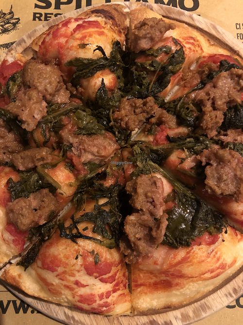 Friarielli veggies and Beyond Meat sausage pizza   at Birrificio Torino in Turin