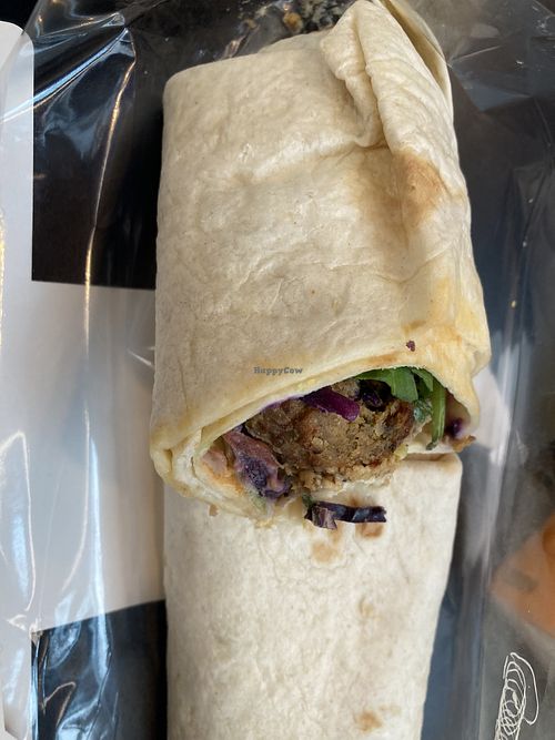 Falafel and hummus wrap  at London Transport Museum in London