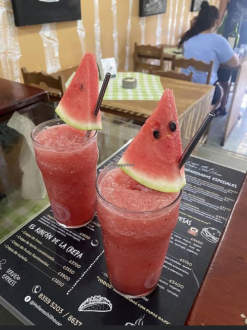 Watermelon smoothies  at Hellen's Chill House in Puerto Jimenez