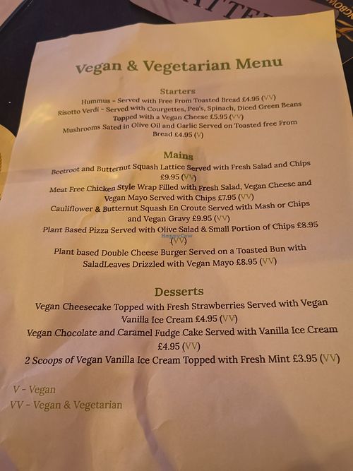 Menu #Veganuary at HATTER'S in Skegness
