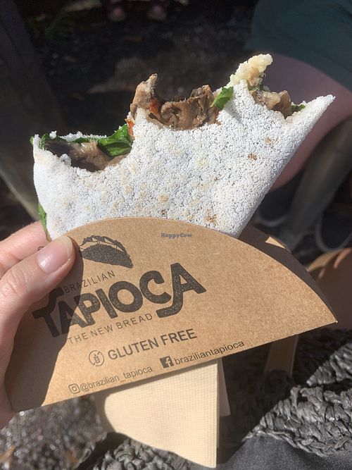 Vegan cheese with mushroom avo and spinach, tomato.   at Brazilian Tapioca in Noosaville