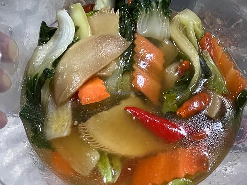 Seasonal veggie with abalone  at Superior Green Vegetarian 御素缘 in Northeast Singapore