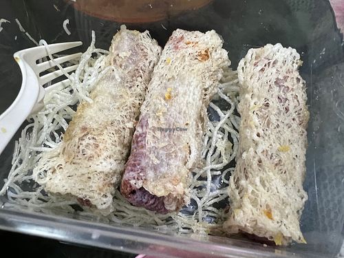 Vietnamese rolls- but it’s actually just store bought yam rolls , nothing to rave about  at Superior Green Vegetarian 御素缘 in Northeast Singapore