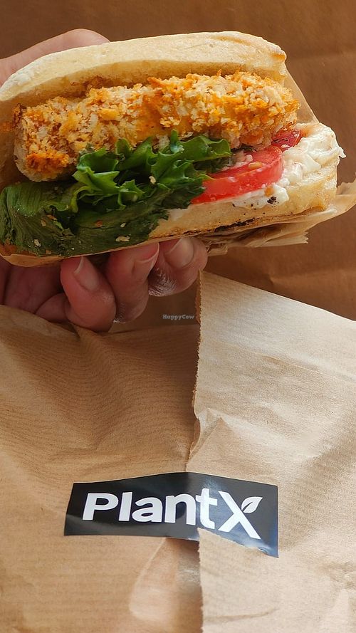 Tofu schnitzel sandwich at PlantX  in Tel Aviv