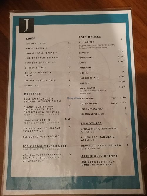 Menu 2 at James' Cafe Bistro in Leicester