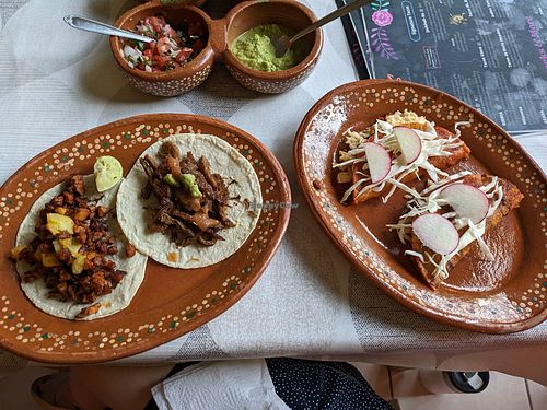 carne asada, arabe and two birria dorada - fun, versatile options but holy heck multiple workers coughing : / at 100% Vegana Taqueria in Puerto Vallarta