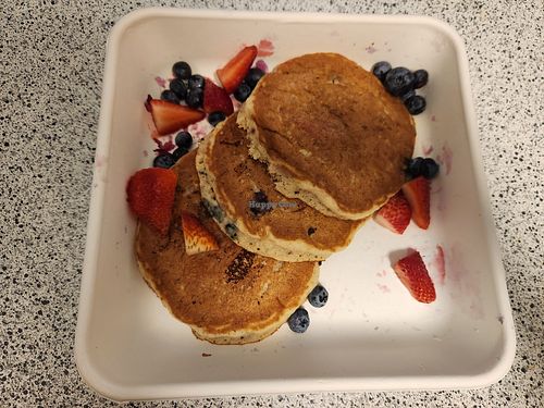 Vegan Banana Bliss Pancakes at Snooze in Addison