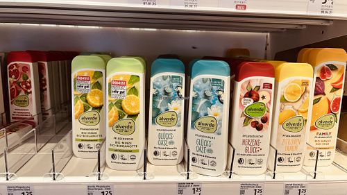 vegan product shelf  at DM Drogerie Markt - Sülldorfer Kirchenweg in Hamburg