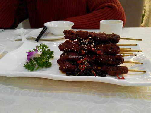 Chicken cumin kabobs at Caidie New Vegetarian Concept in Chengdu