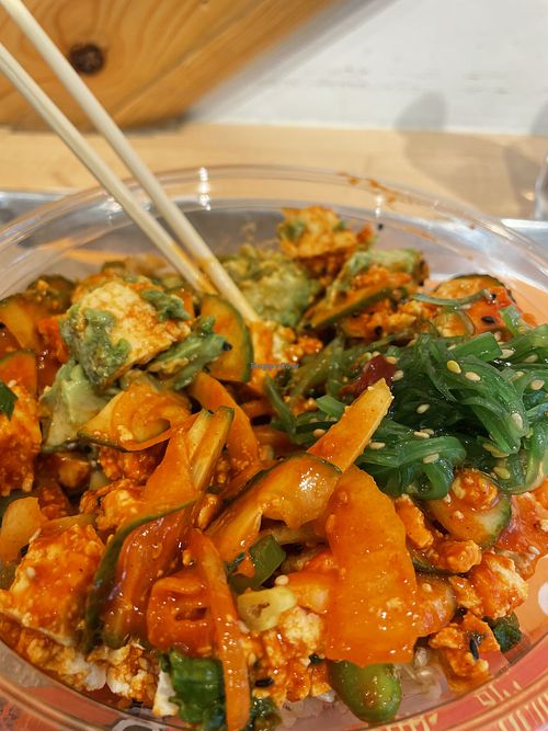 Tofu bowl w gochujang  at Pokeworks in Brooklyn