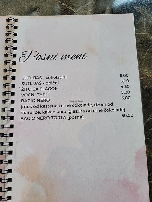 Posno menu is all vegan at Dolce Vita in Banja Luka