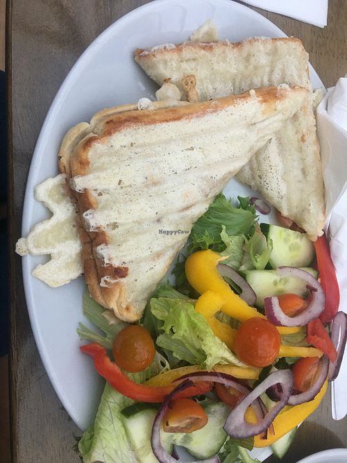 Vegan cheese, onion and tomato toastie  at In The Dog House in Redcar