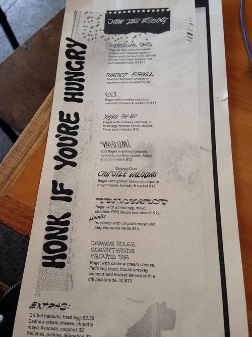 food menu at New Day Rising in Brunswick East
