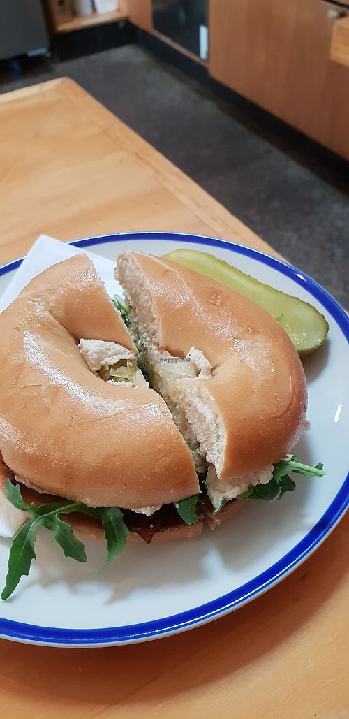 Cashew cream cheese bagel at New Day Rising in Brunswick East