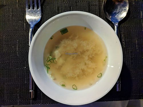 Vegan miso soup at the Hibachi grill at Ayada Maldives in Maguhdhuvaa Island