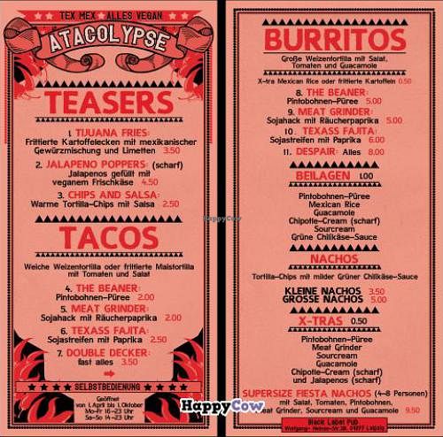 menu 
 at Atacolypse in Leipzig