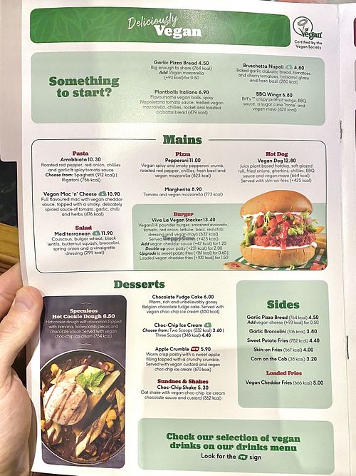 Vegan menu  at Frankie & Benny's - Trentham Gardens in Stoke-on-trent