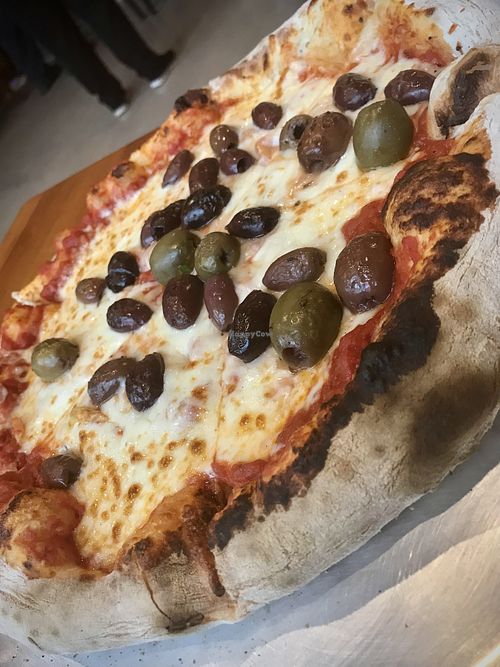 kalamata olive pizza (regular cheese)  at Wood Fired Pizza in Thomas