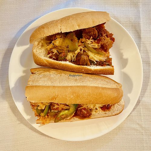 Peppers, seitan, and vegan cheese grinder  at Bella Casa Vegana in New Haven