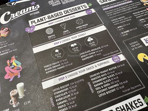 menu  at Creams Cafe - Kings Cross in London