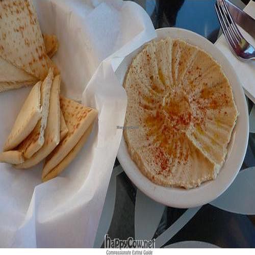Warm pita and hummus! at Maloula's in Friday Harbor