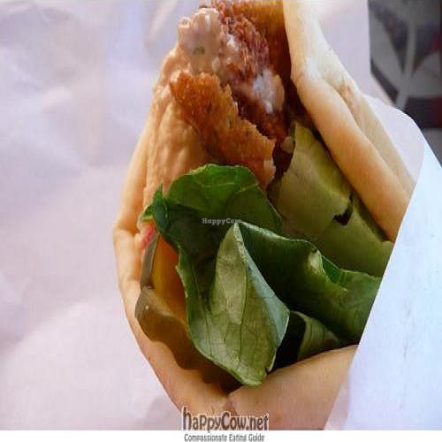 Falafel and hummus wrap on pita bread. at Maloula's in Friday Harbor