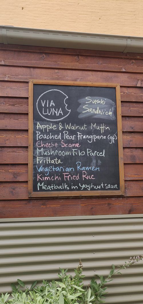 Menu board at Via Luna Tiny Cookery in Cobargo