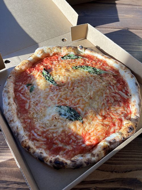 Margherita pizza with vg cheese  at Franco Manca in Bournemouth