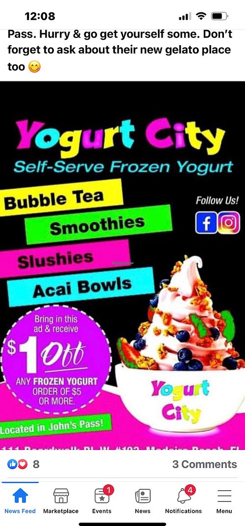 Yogurt City Madeira Beach Florida Ice Cream HappyCow