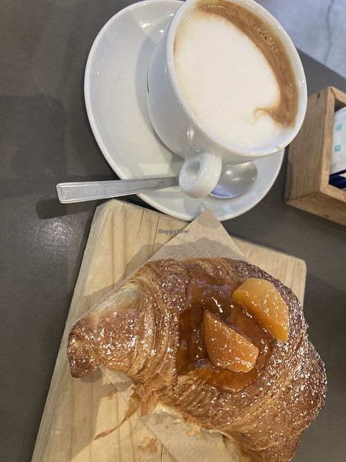 soy milk cappuccino and apricot croissant   at Papparé in Ferrara